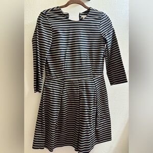 Gap Dress- Fit and Flare- Dark and Gold Striped Print Crewneck- Size 2